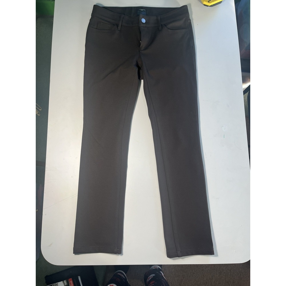 Ann Taylor Womens Modern Office Pants Button Stretch Size 2P Brown Casual